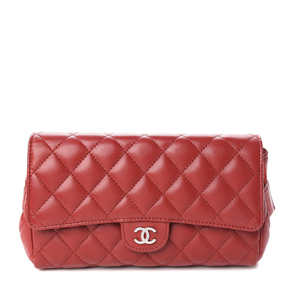 Chanel Lambskin Quilted Flap Cosmetic Case Red 1 of 9