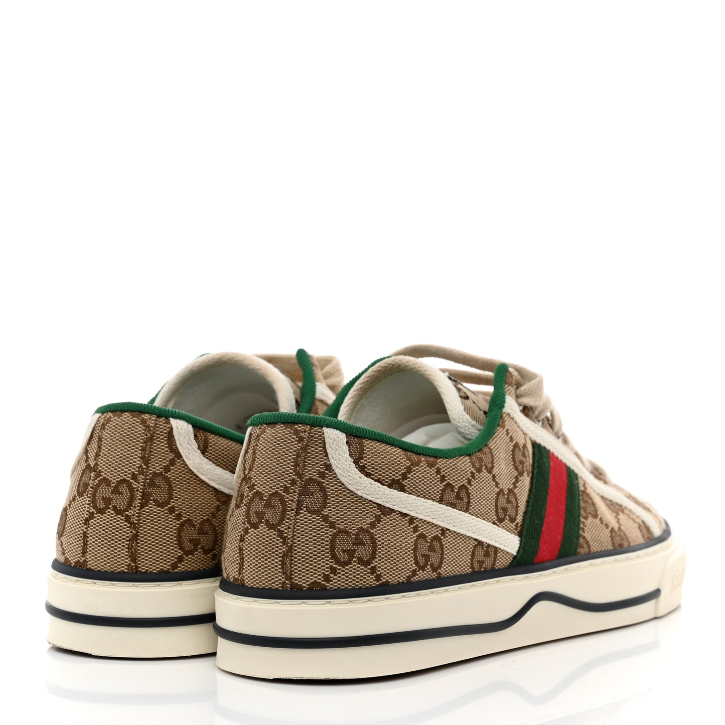GG Monogram Web Womens 1977 Tennis Sneakers 38 Beige Ebony Mystic White
