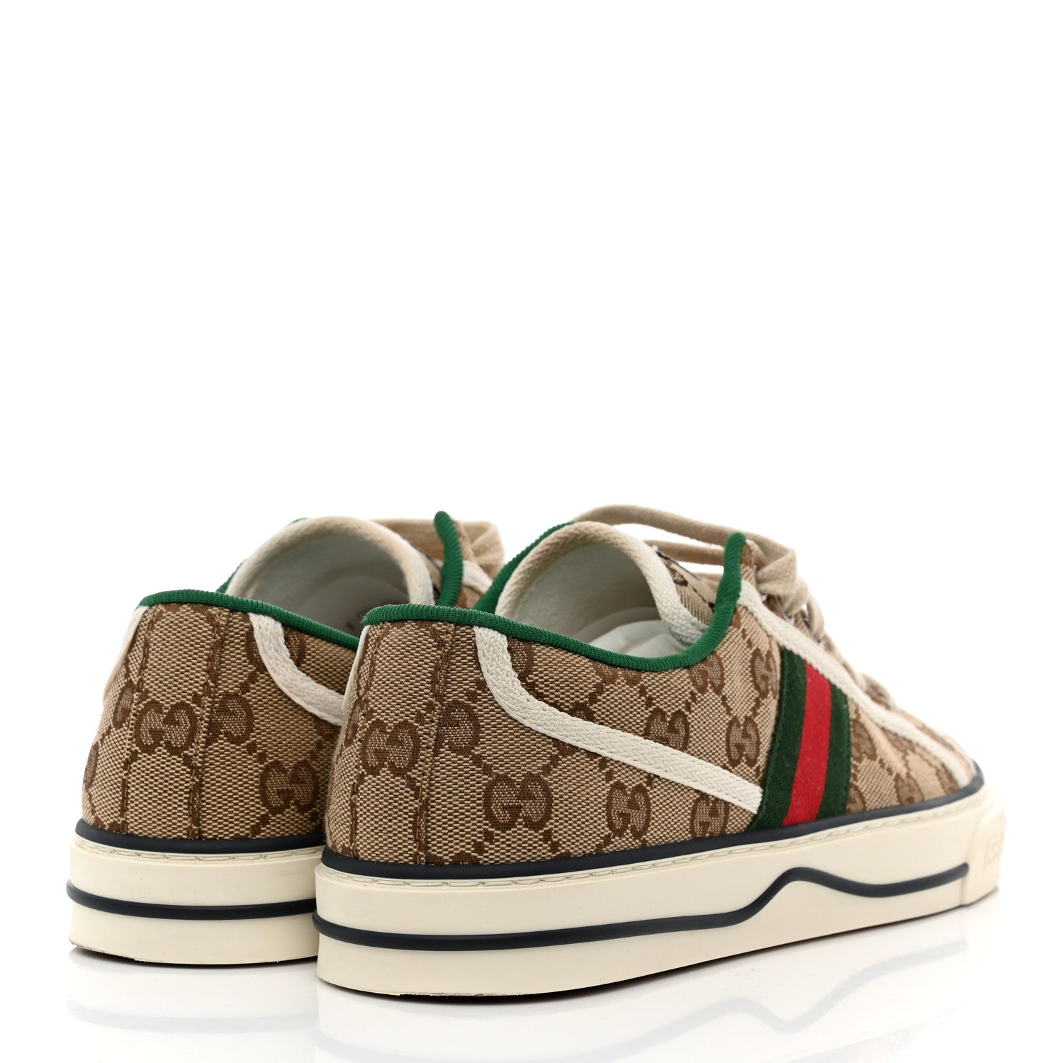 Gucci GG Monogram Web Womens 1977 Tennis Sneakers 38 Beige Ebony Mystic White 4 of 8