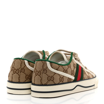 Gucci GG Monogram Web Womens 1977 Tennis Sneakers 38 Beige Ebony Mystic White 4 of 8