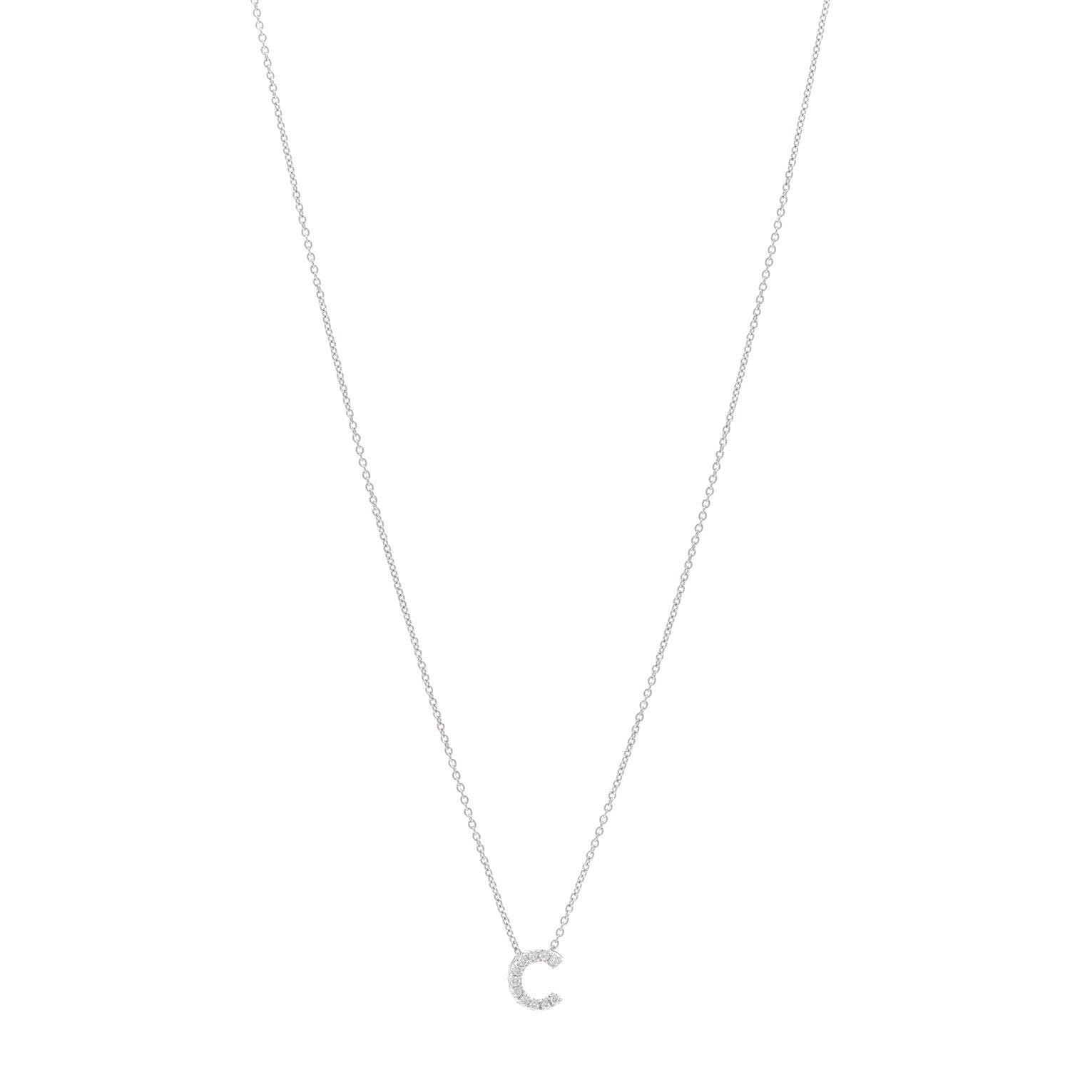 Roberto Coin 18K White Gold Diamond Love Letter C Pendant Necklace 1 of 5