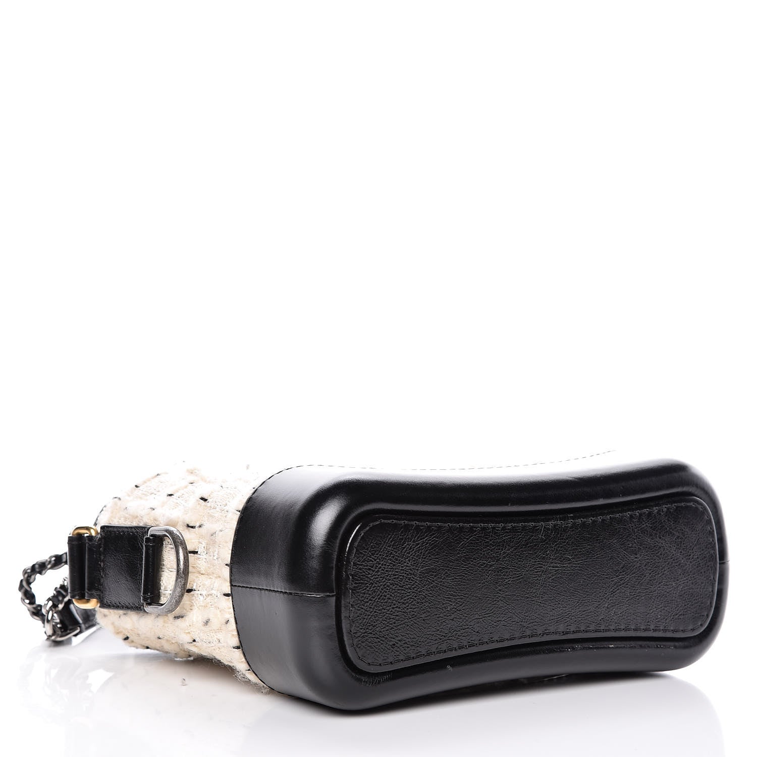 Chanel Tweed Calfskin Quilted Small Gabrielle Hobo Ivory Black 4 of 10