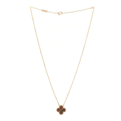 Van Cleef & Arpels 18K Yellow Gold Tiger Eye Vintage Alhambra Pendant Necklace 3 of 6