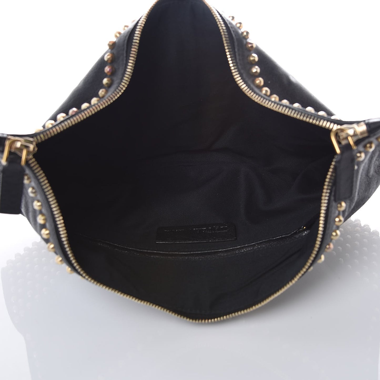 Calfskin Studded De Manta Clutch Black