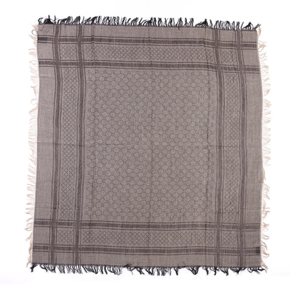 Gucci Wool Silk GG Monogram Diamante Plaid Surviee Shawl Beige Dark Brown 1 of 4