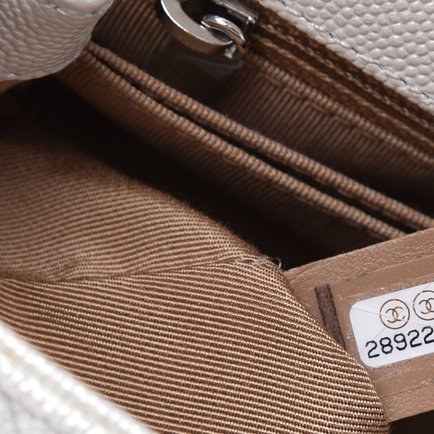 Chanel Iridescent Caviar Chevron Quilted Mini Coco Handle Flap White 9 of 10
