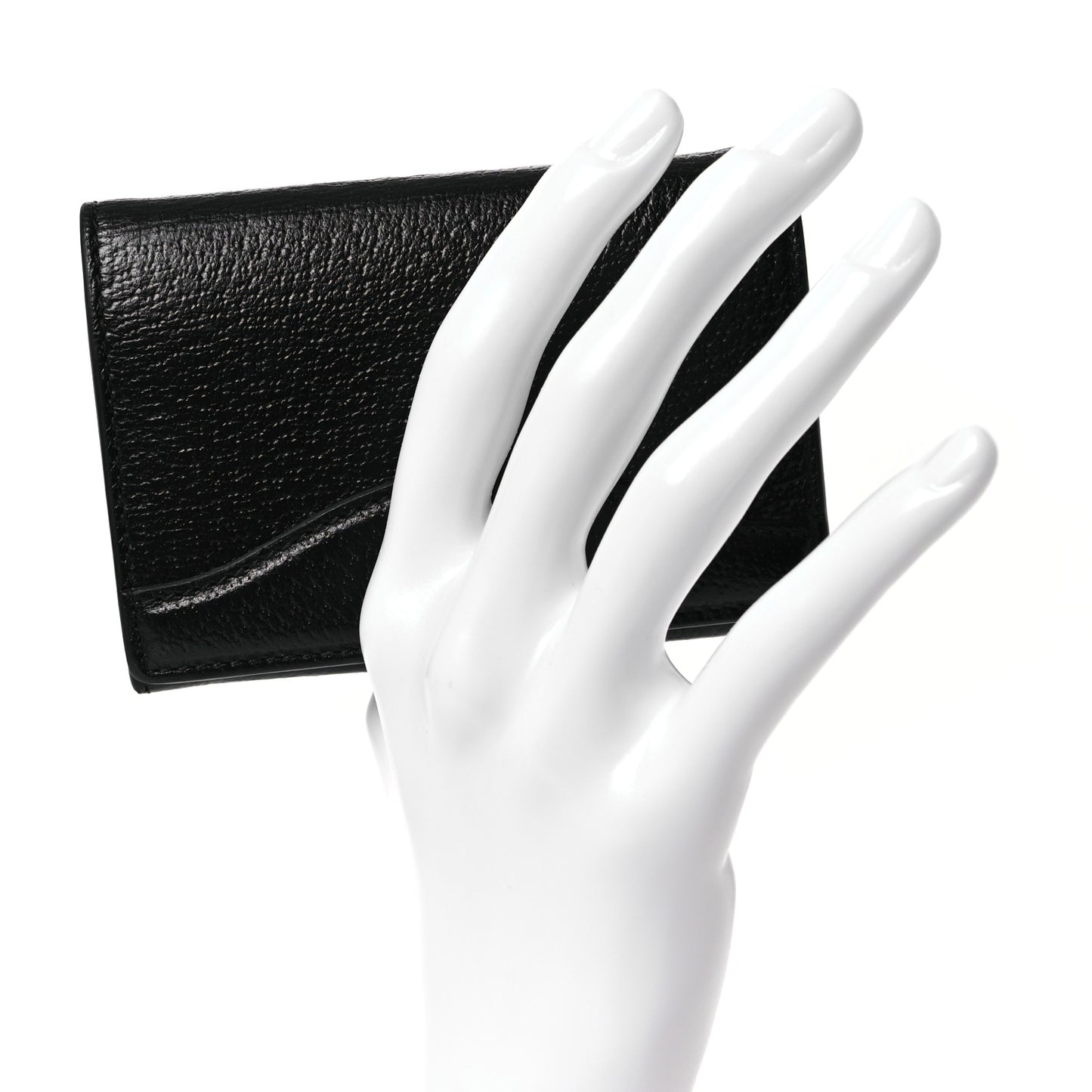 Textured Dollar Calfskin Interlocking G Card Case Black