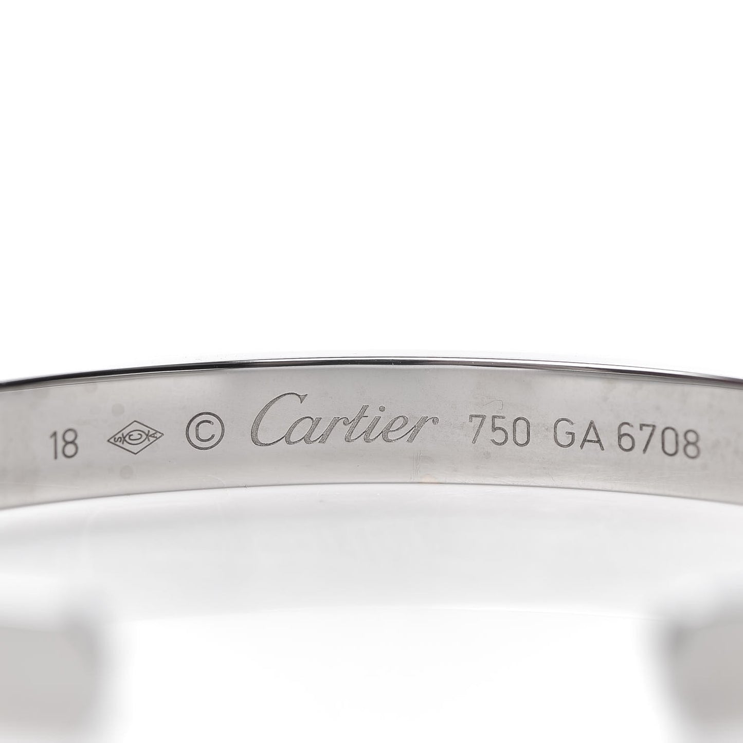18K White Gold LOVE Cuff Bracelet 18