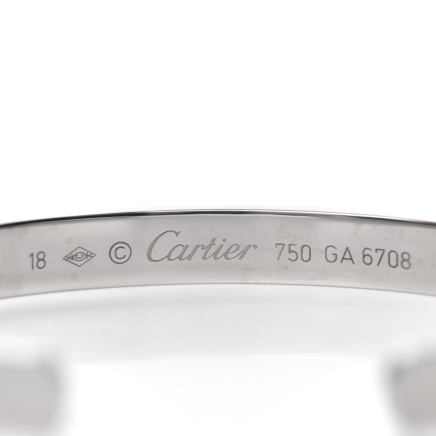 Cartier 18K White Gold LOVE Cuff Bracelet 18 4 of 5