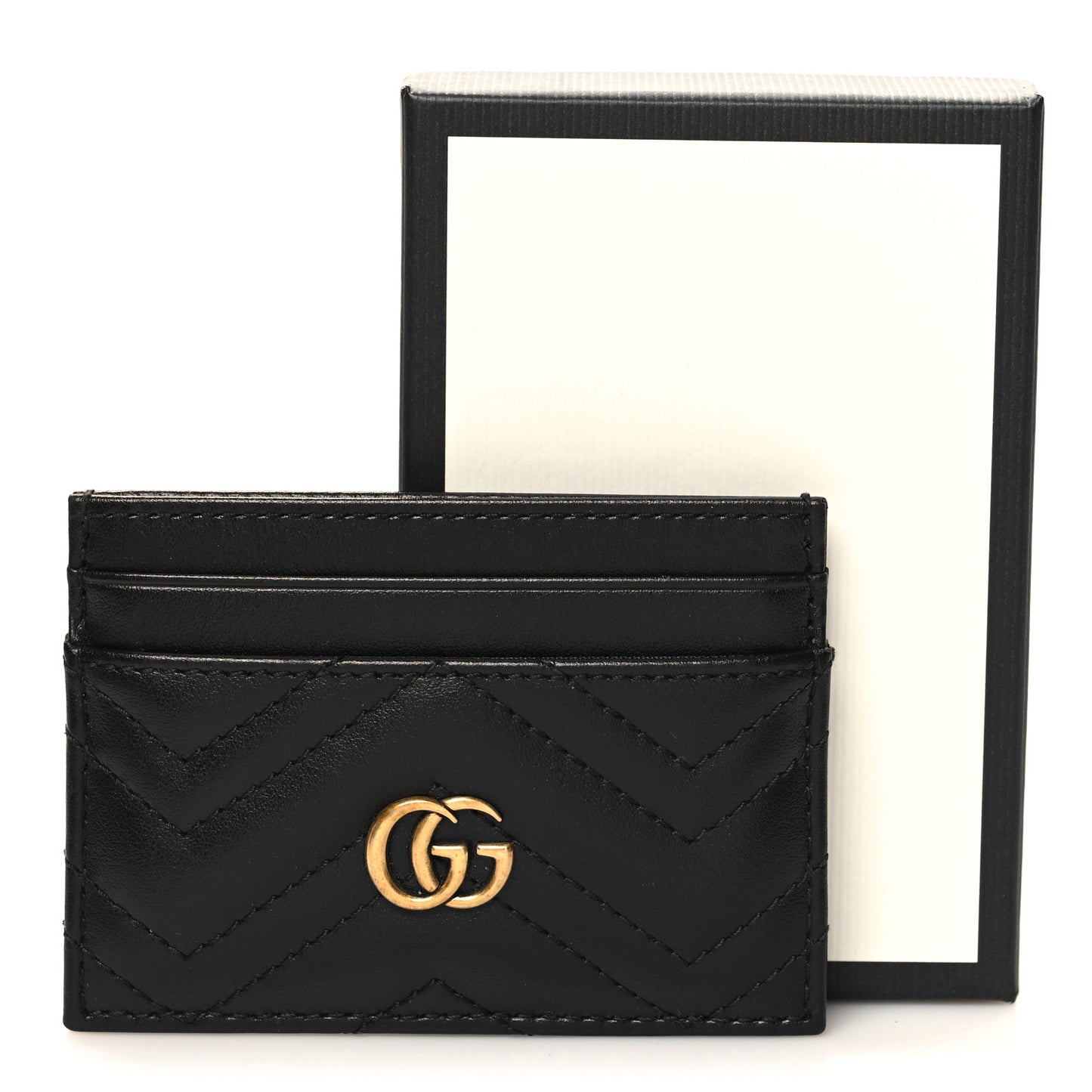 Calfskin Matelasse GG Marmont Card Holder Black