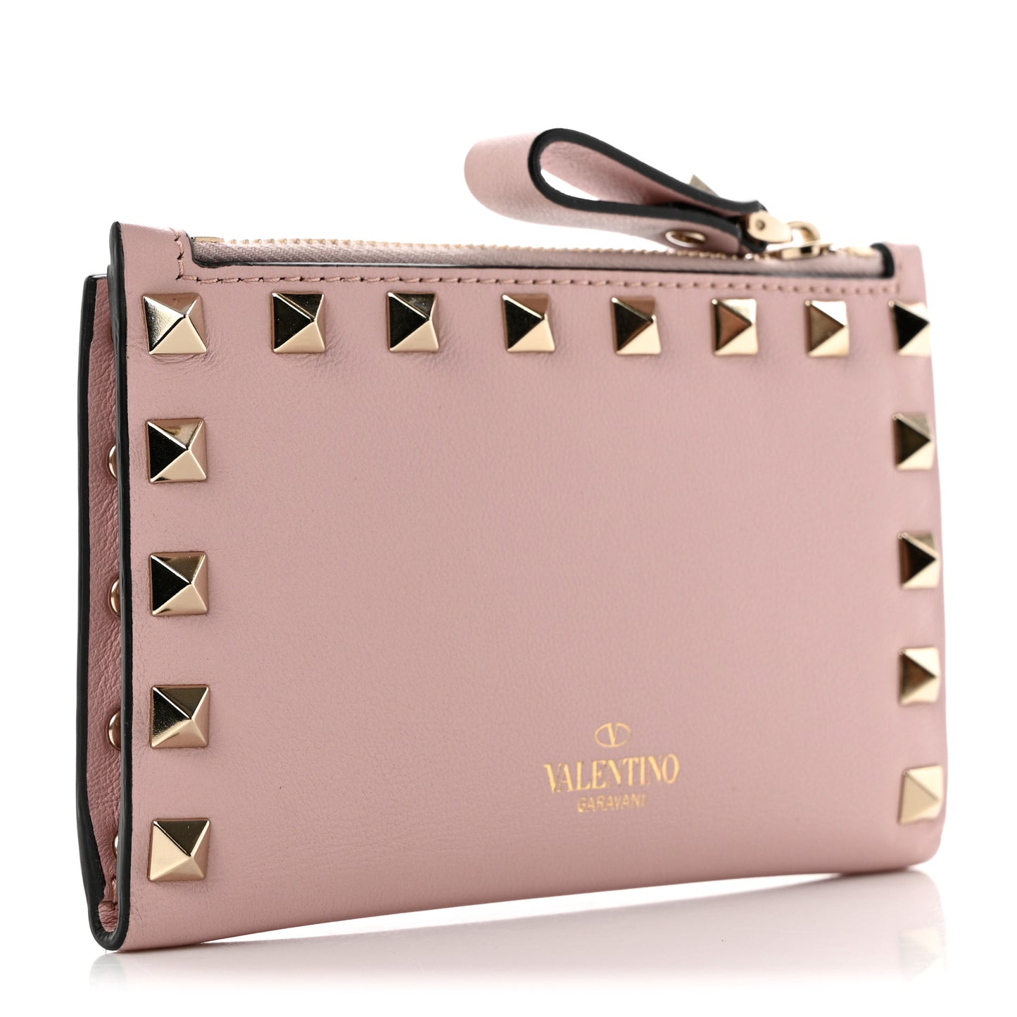 Nappa Rockstud Coin Purse Card Holder Water Rose