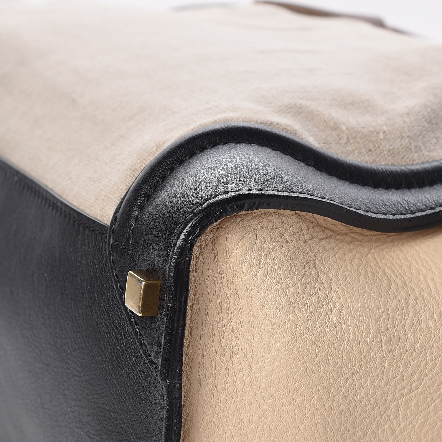 Celine Calfskin Linen Tri-Color Shoulder Luggage Beige 12 of 16