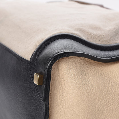 Celine Calfskin Linen Tri-Color Shoulder Luggage Beige 12 of 16