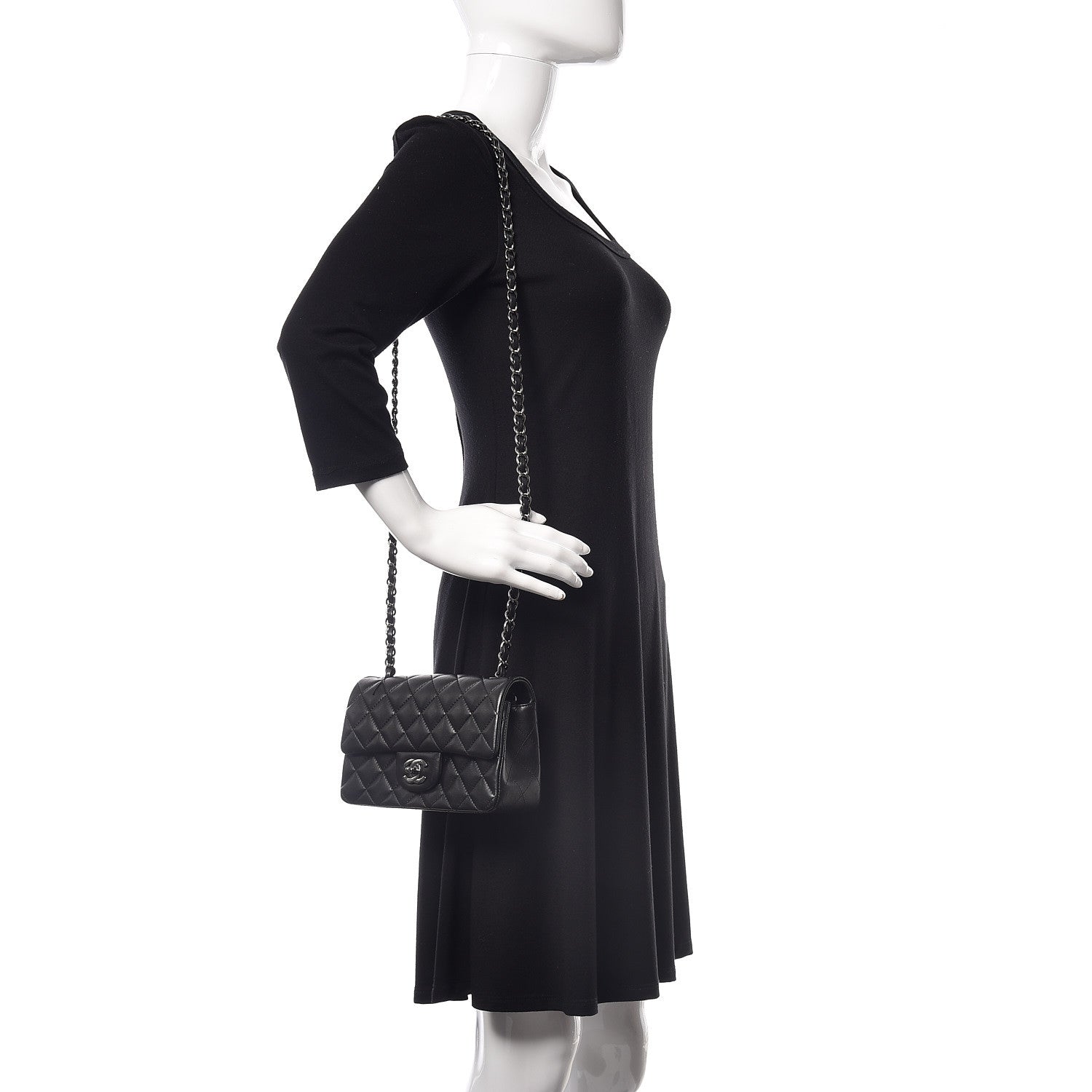 Chanel Lambskin Quilted Mini Rectangular Flap Black 2 of 10