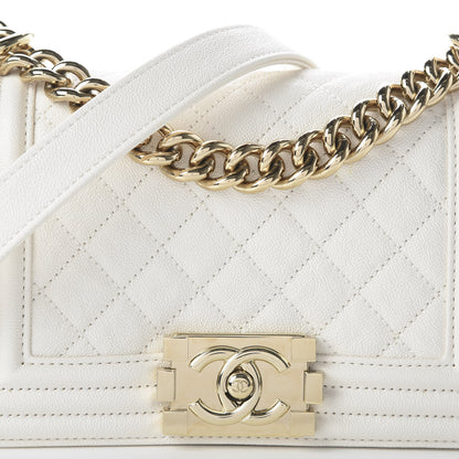 Chanel Caviar Quilted Small Boy Flap White 10 of 11