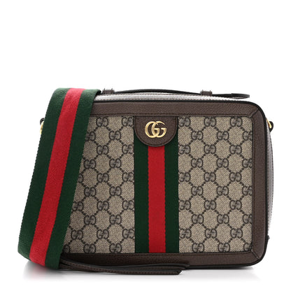 Gucci GG Supreme Monogram Web Small Ophidia Top Handle Shoulder Bag Brown 1 of 12