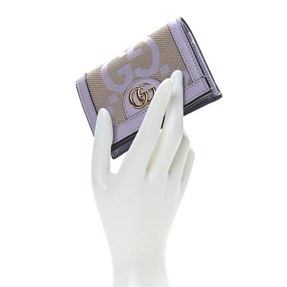 Gucci Monogram Jumbo GG Textured Dollar Calfskin Ophidia Card Case Beige Lapis 2 of 8