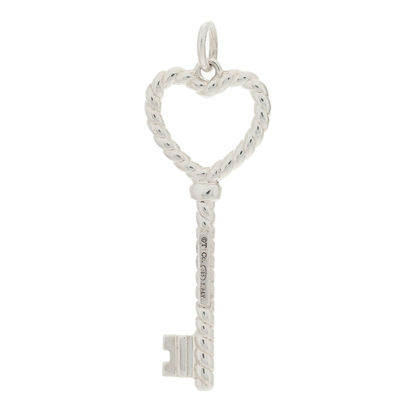 Sterling Silver Twist Heart Key Pendant