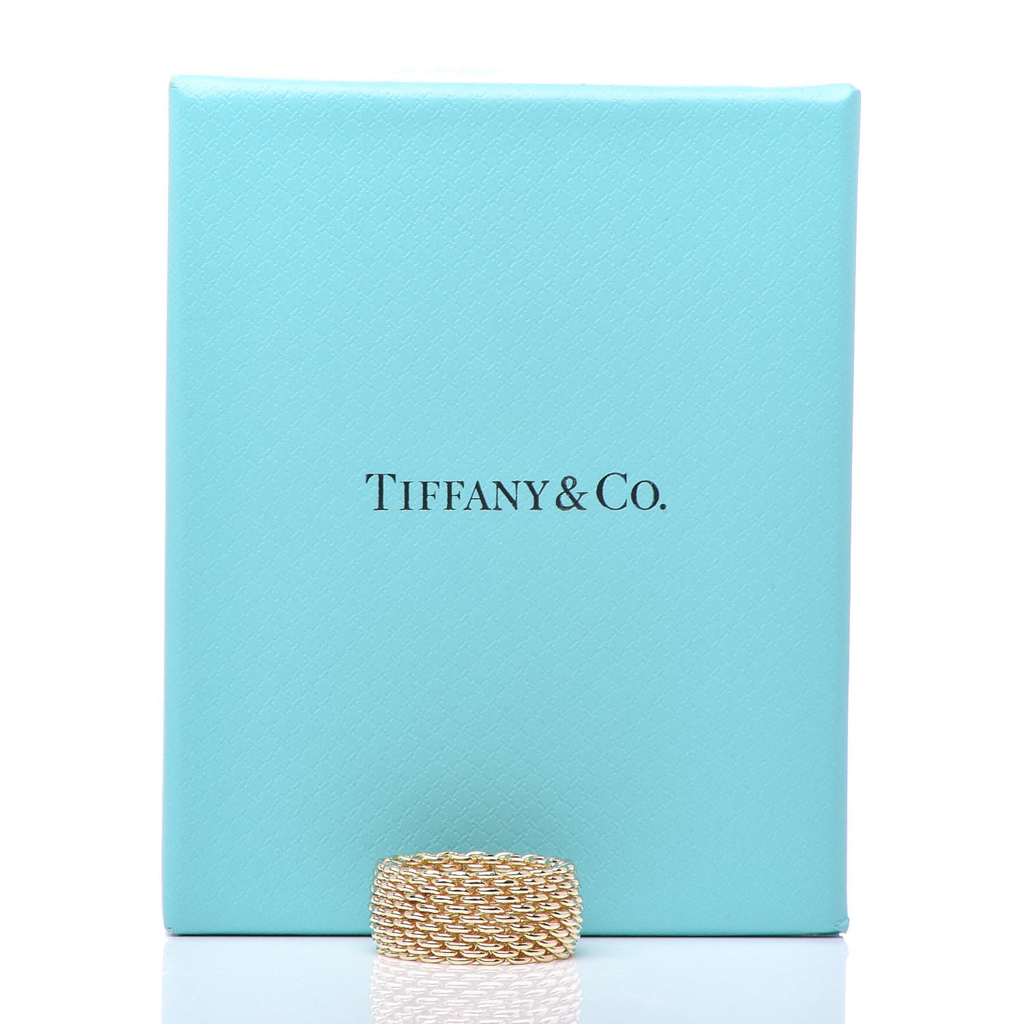18K Yellow Gold Wide Mesh Somerset Ring 53 6.5