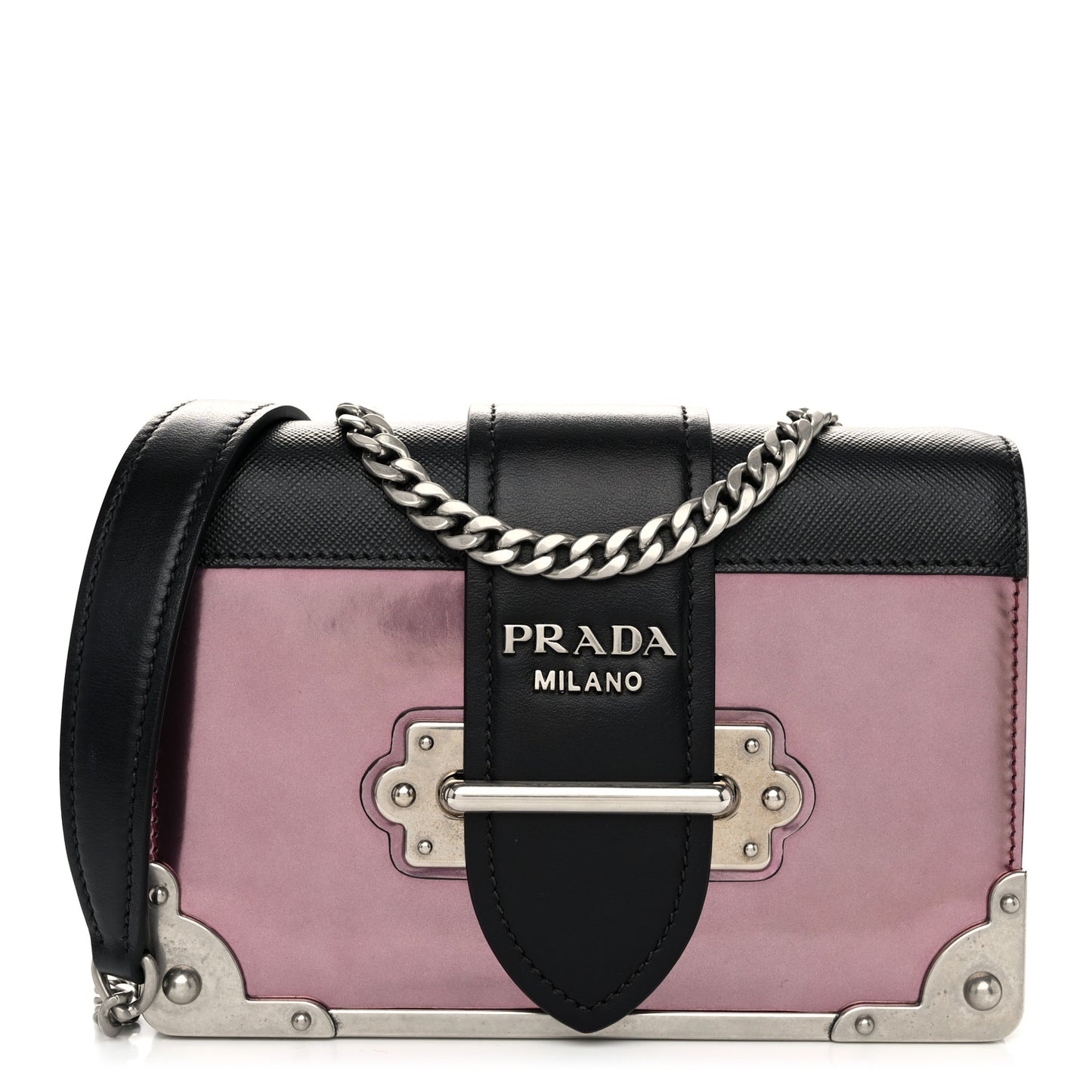 Metallic Vitello Saffiano Cahier Bag Ibisco Black