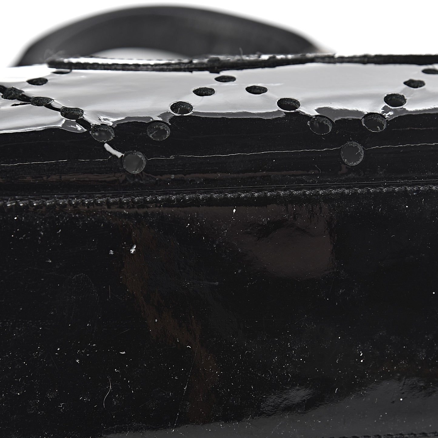 Patent Perforated CC Shopping Tote Black