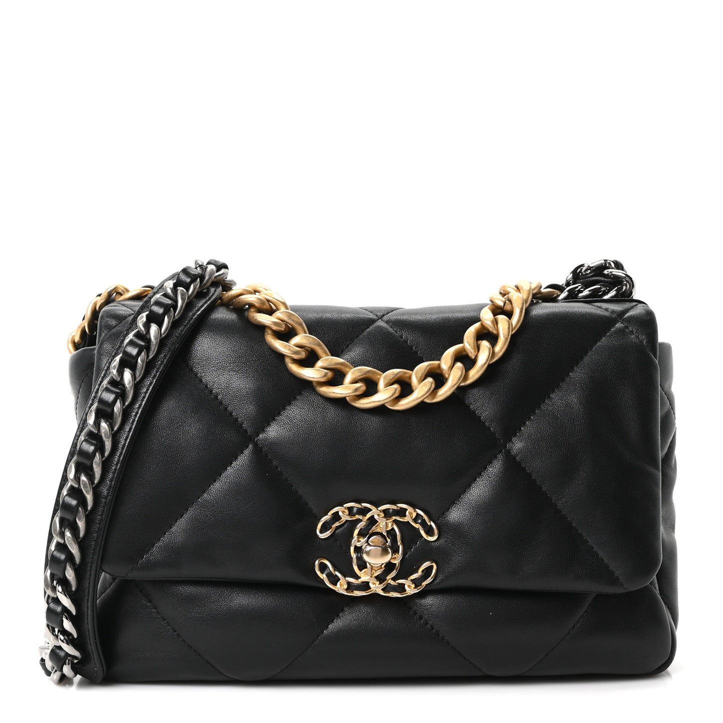 Lambskin Quilted Medium Chanel 19 Flap Black
