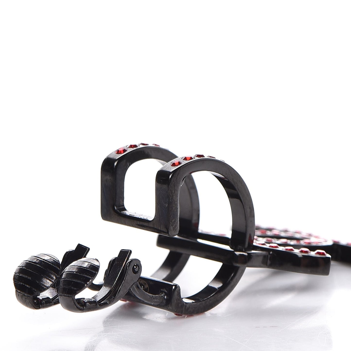 Crystal CC Single Clip On Earring Red