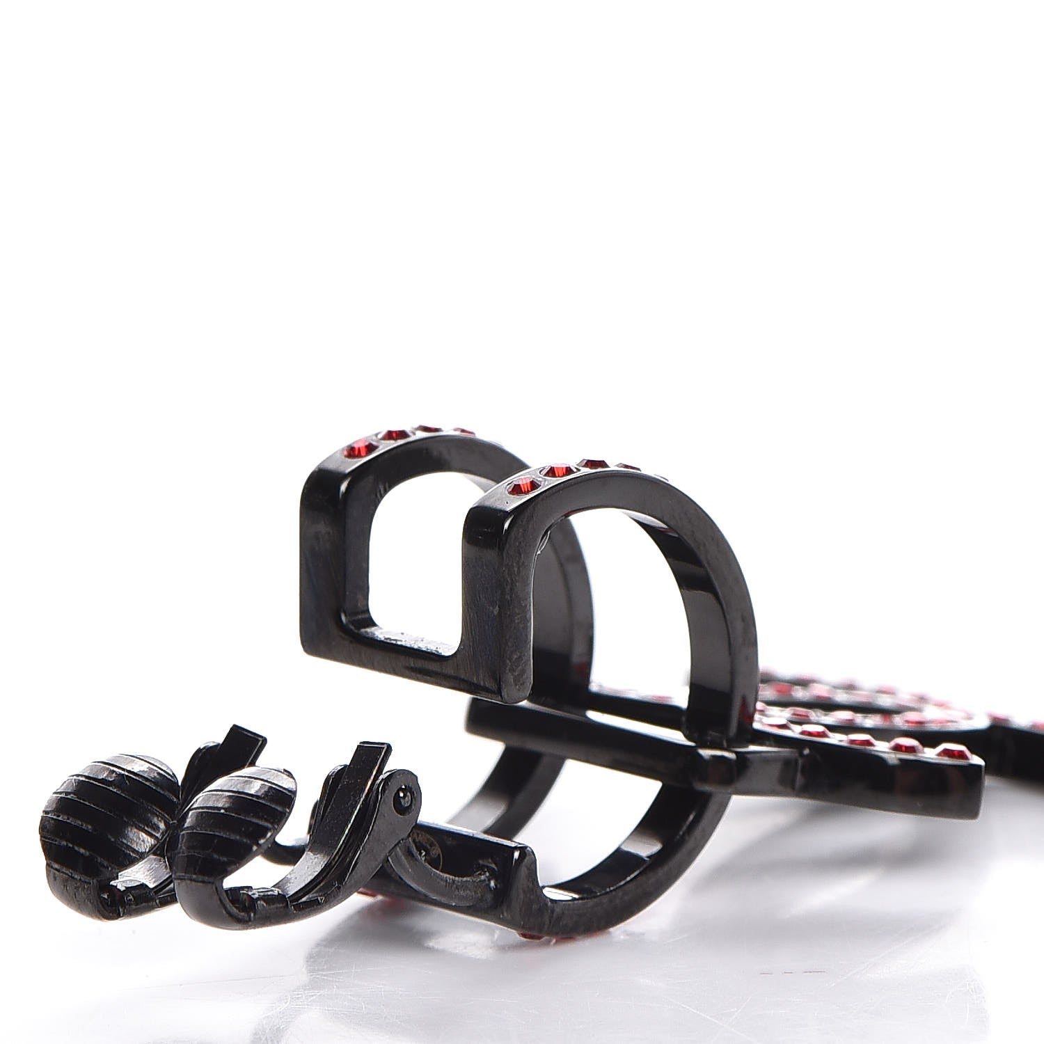 Chanel Crystal CC Single Clip On Earring Red 3 of 5