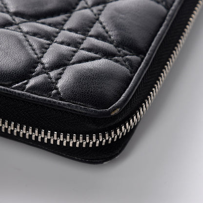 Christian Dior Lambskin Cannage Lady Dior Zip Wallet Black 7 of 11