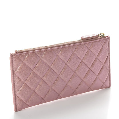 Chanel Iridescent Caviar Quilted Classic Zip Pouch Rose Pink 3 of 8