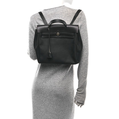 Hermes Toile Vache Calfskin Herbag 30 PM Backpack Black 2 of 10