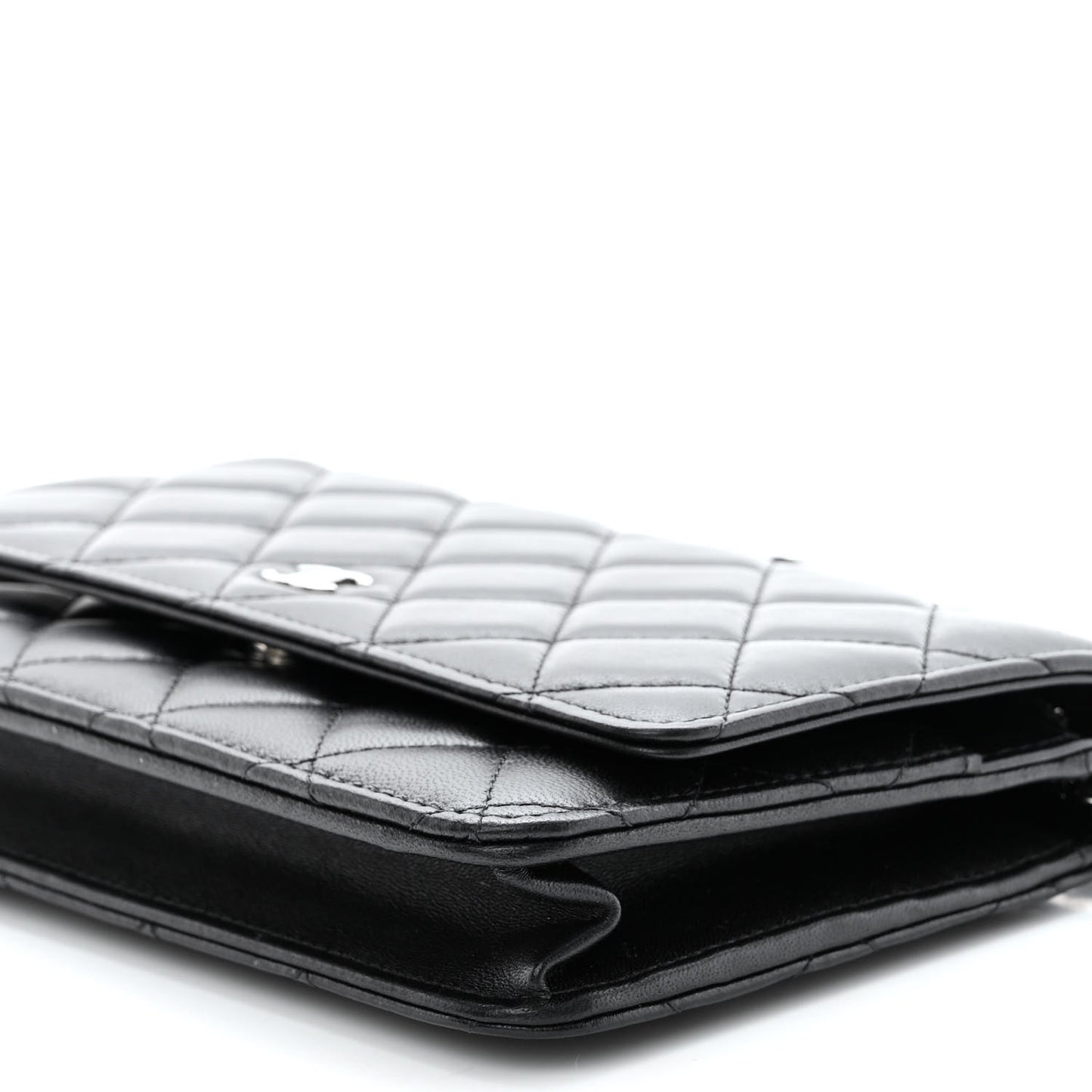 Lambskin Quilted Wallet On Chain WOC Black