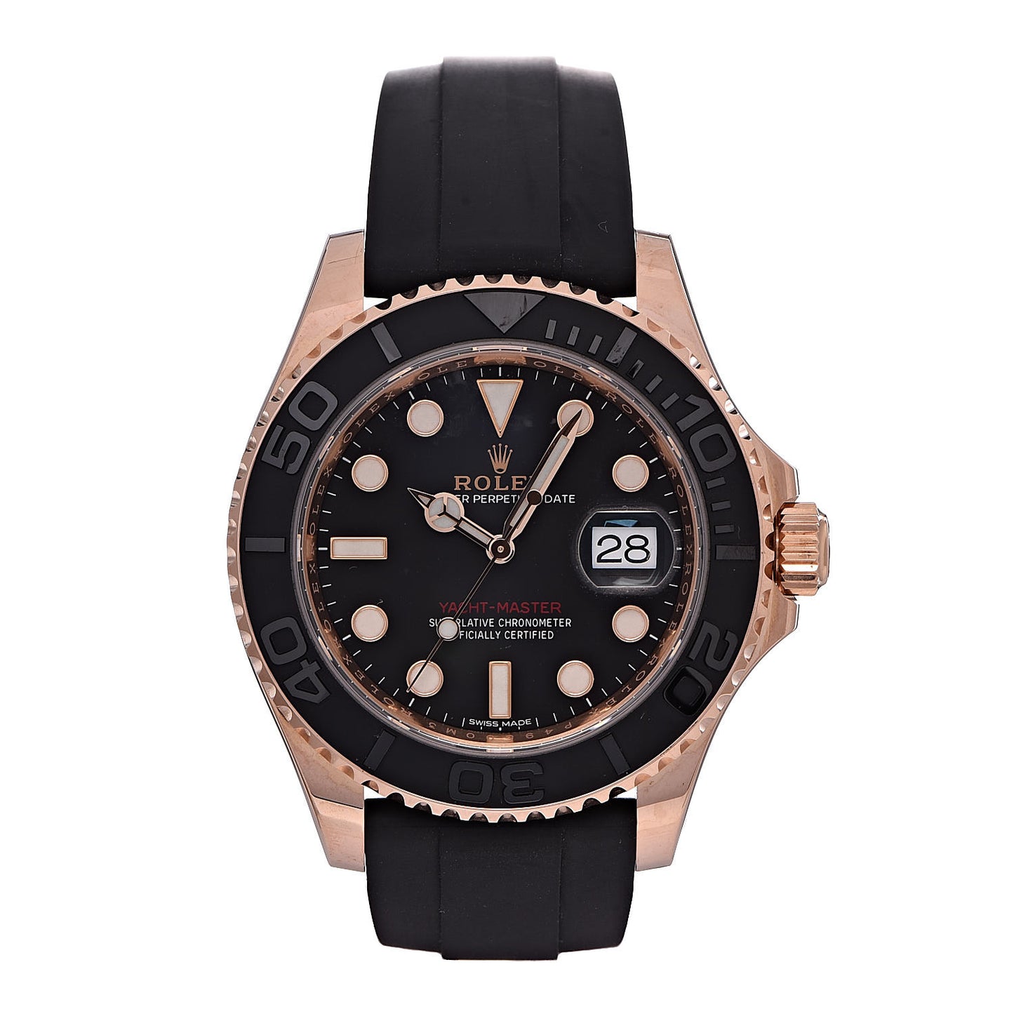 18K Everose Gold Oysterflex 40mm Oyster Perpetual Date Yacht-Master Watch Black 116655