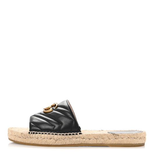 Nappa Matelasse GG Marmont Espadrille Slide Sandals 40 Black