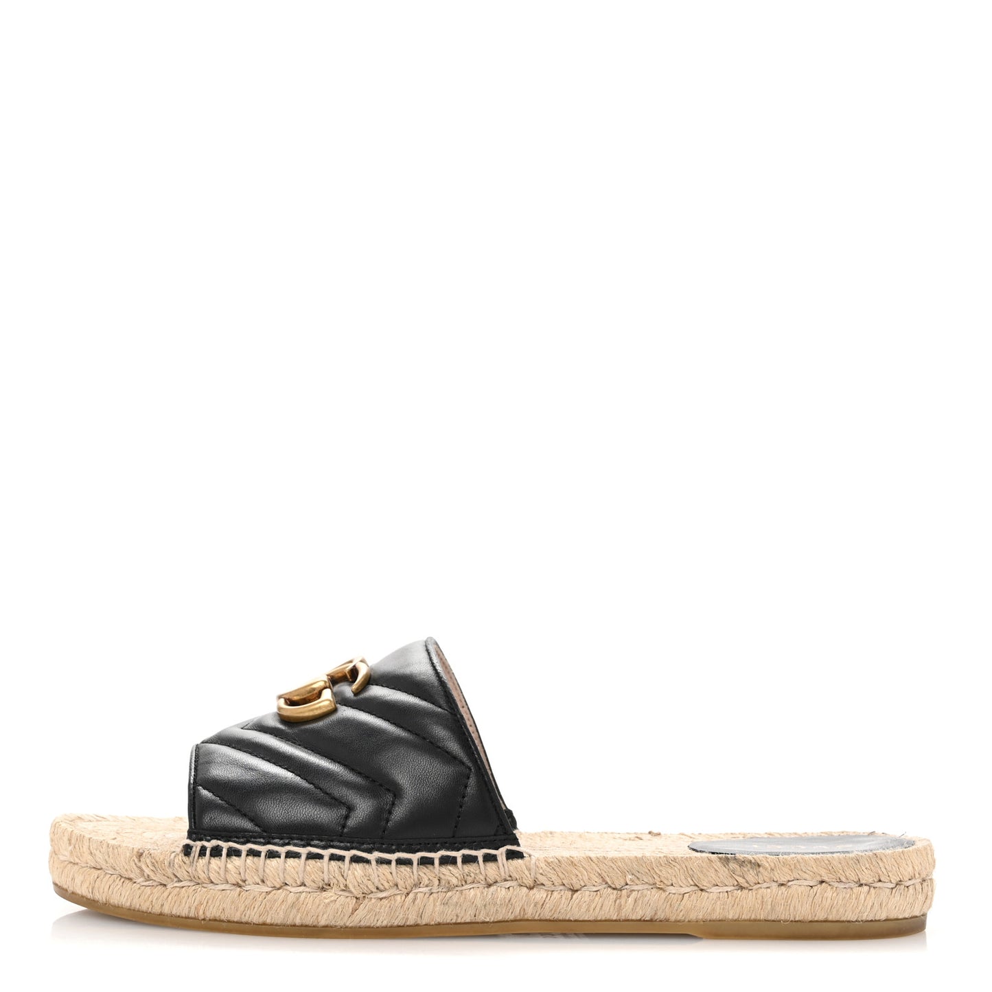 Nappa Matelasse GG Marmont Espadrille Slide Sandals 40 Black