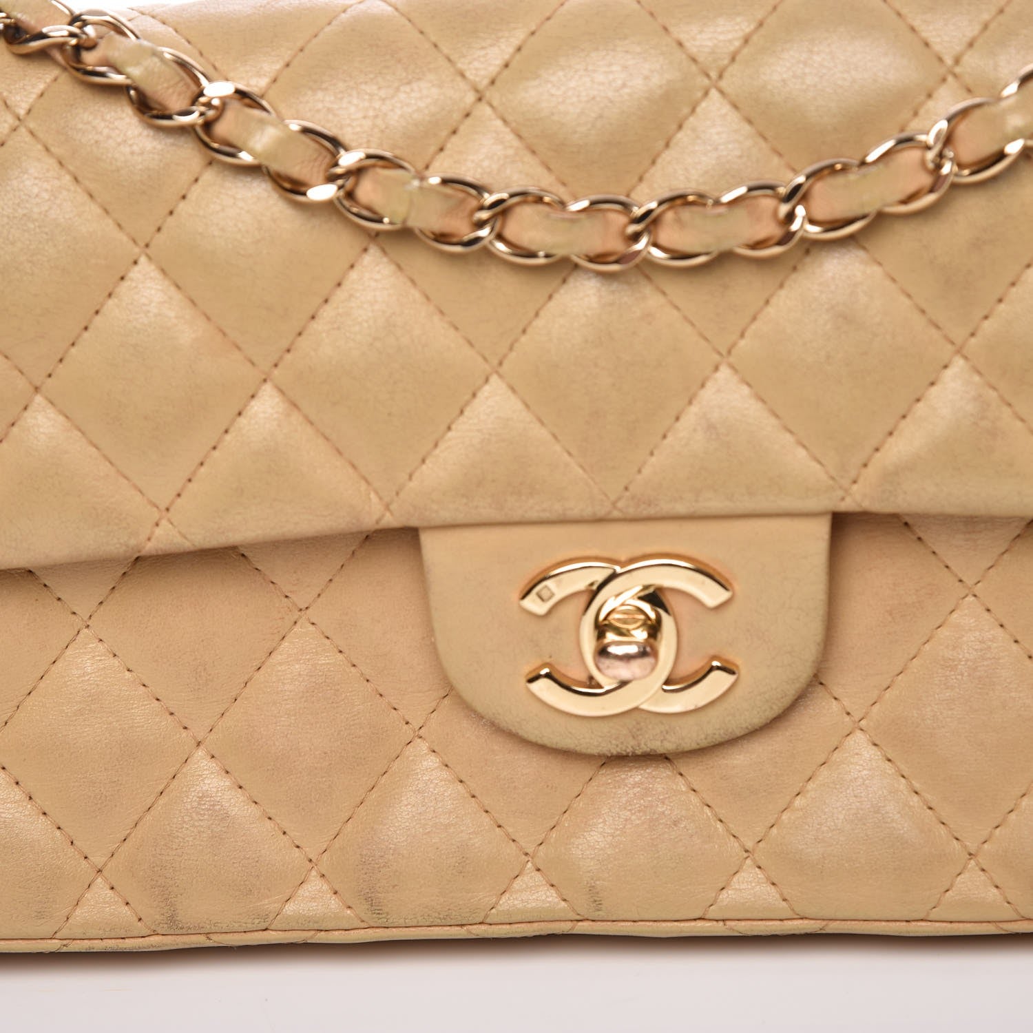 Chanel Lambskin Quilted East West Flap Beige 10 of 17