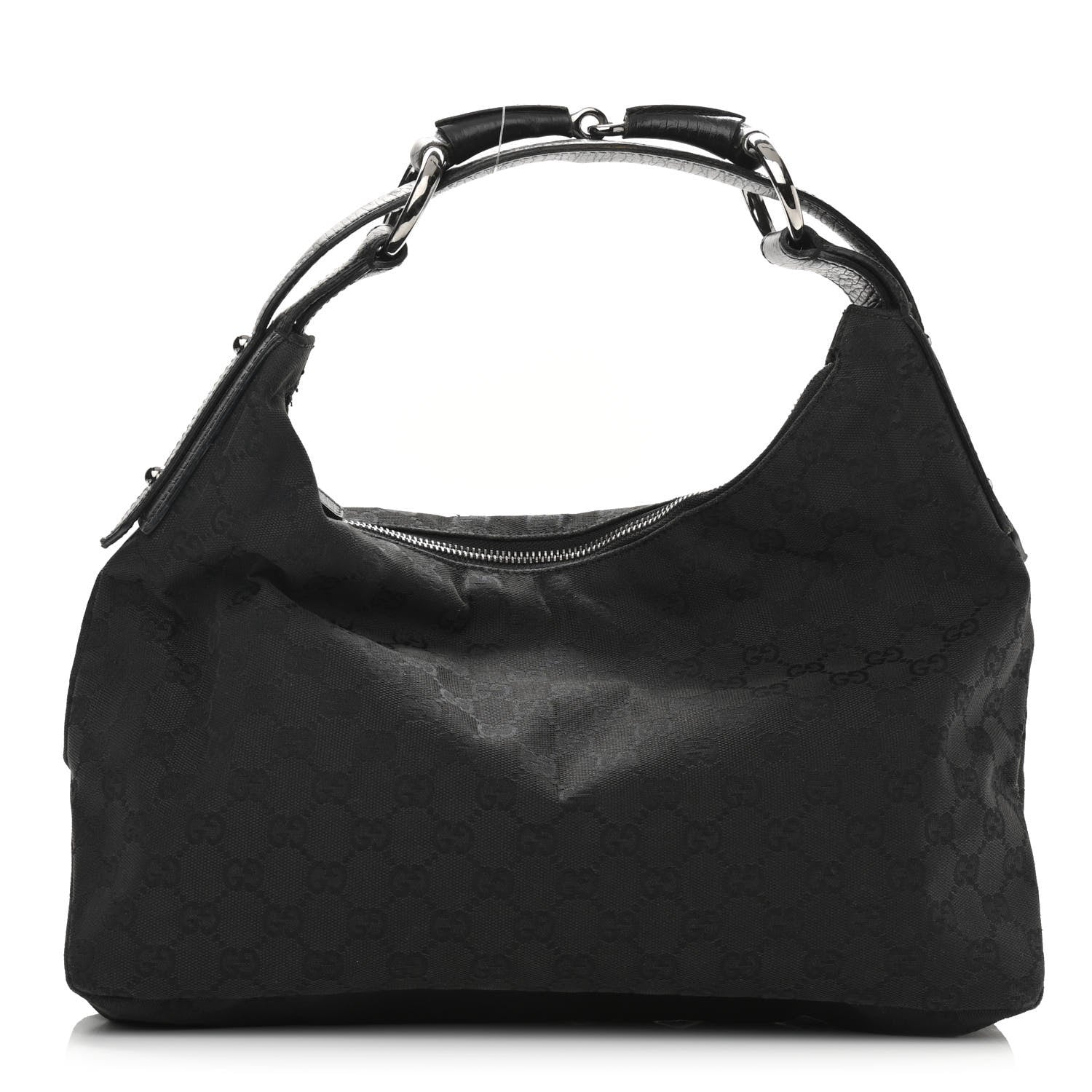 Gucci Monogram Medium Horsebit Chain Hobo Black 1 of 10