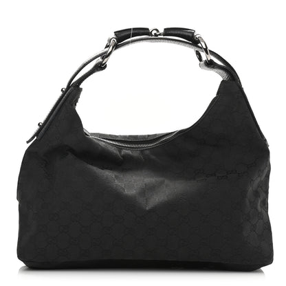 Gucci Monogram Medium Horsebit Chain Hobo Black 1 of 10