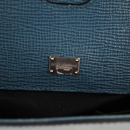 Dolce & Gabbana Calfskin Studded Medium Monica Lock Top Handle Bag Blue 6 of 7