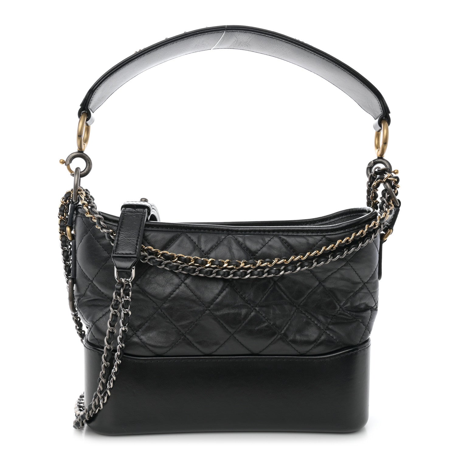 Chanel Aged Smooth Calfskin Quilted Medium Gabrielle Logo Hobo Black 1 of 10