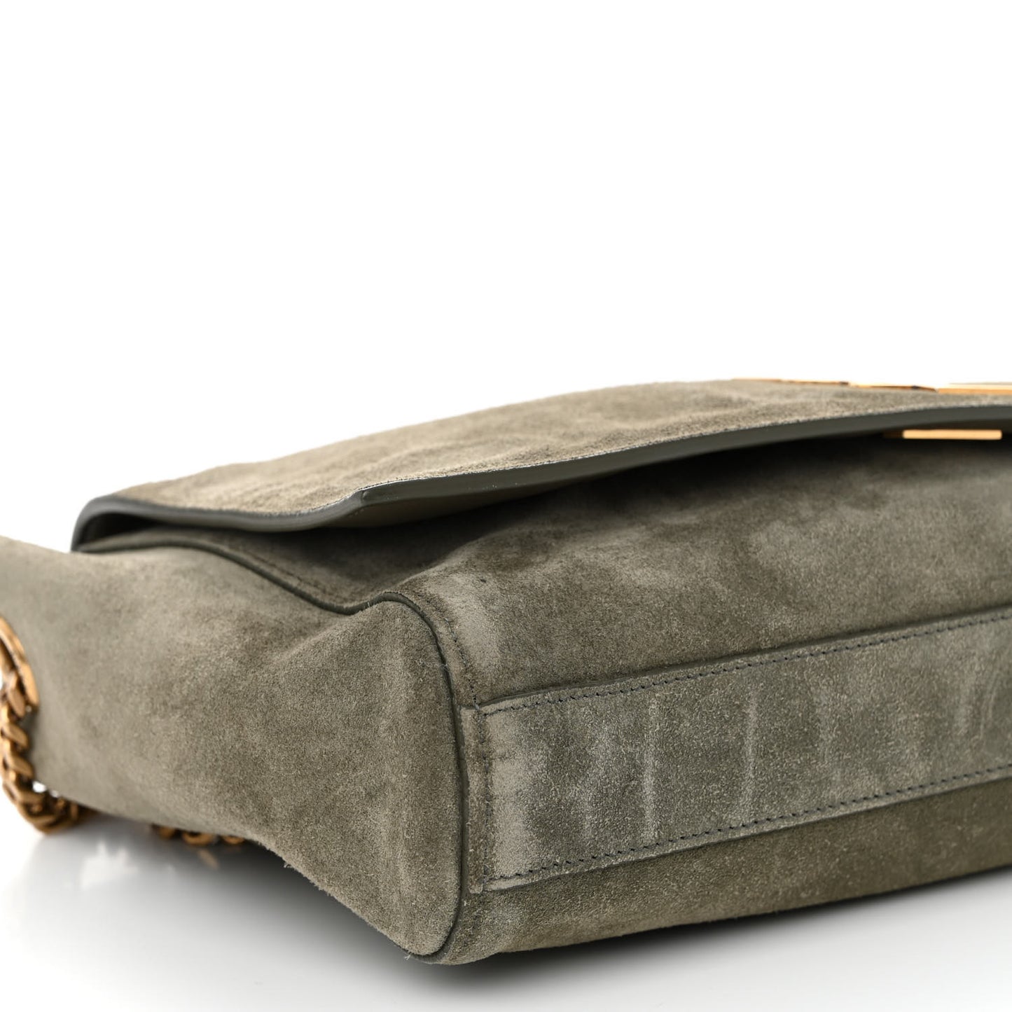 Smooth Calfskin Suede Medium Reversible Monogram Kate Satchel Olive