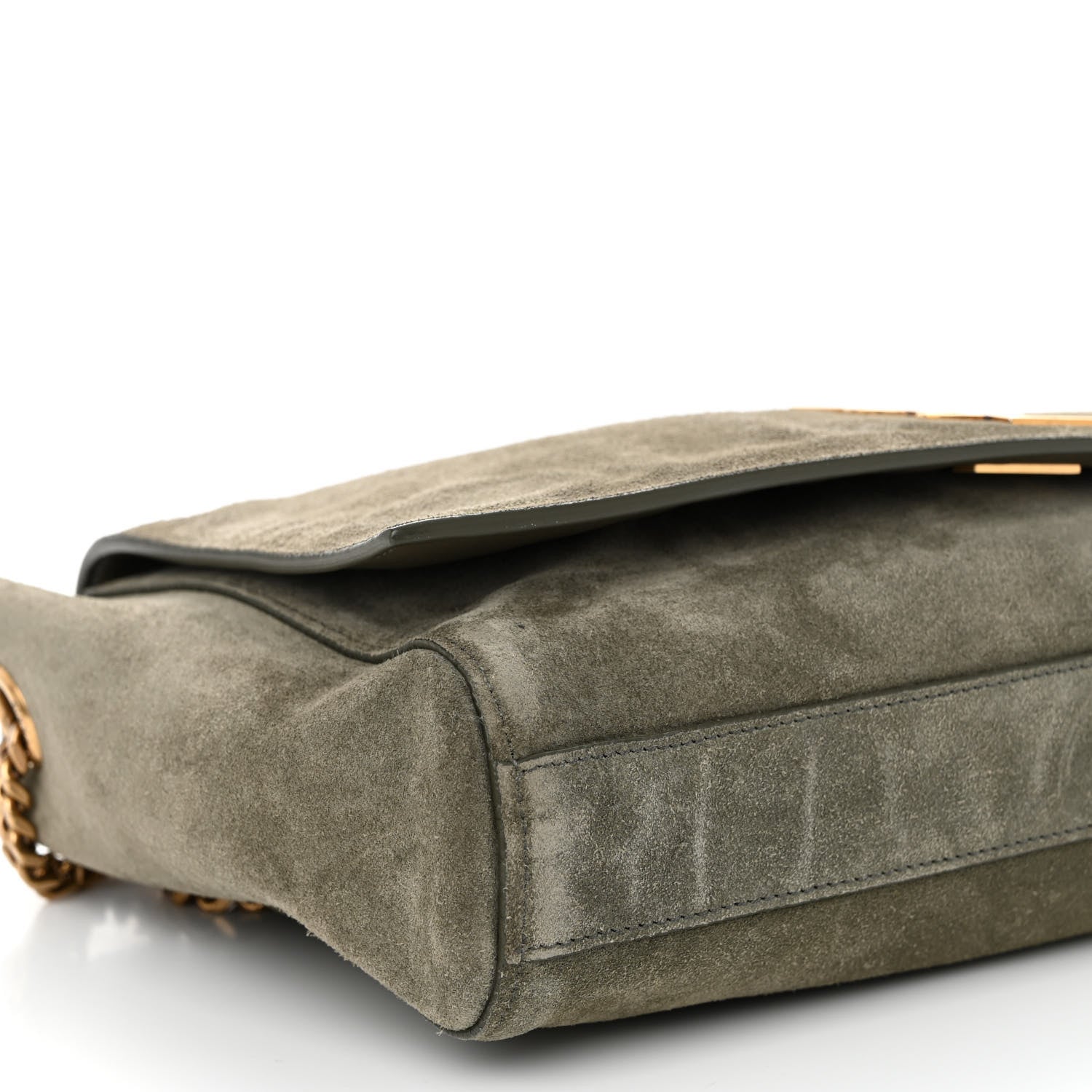 Saint Laurent Smooth Calfskin Suede Medium Reversible Monogram Kate Satchel Olive 12 of 18