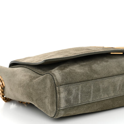 Saint Laurent Smooth Calfskin Suede Medium Reversible Monogram Kate Satchel Olive 12 of 18