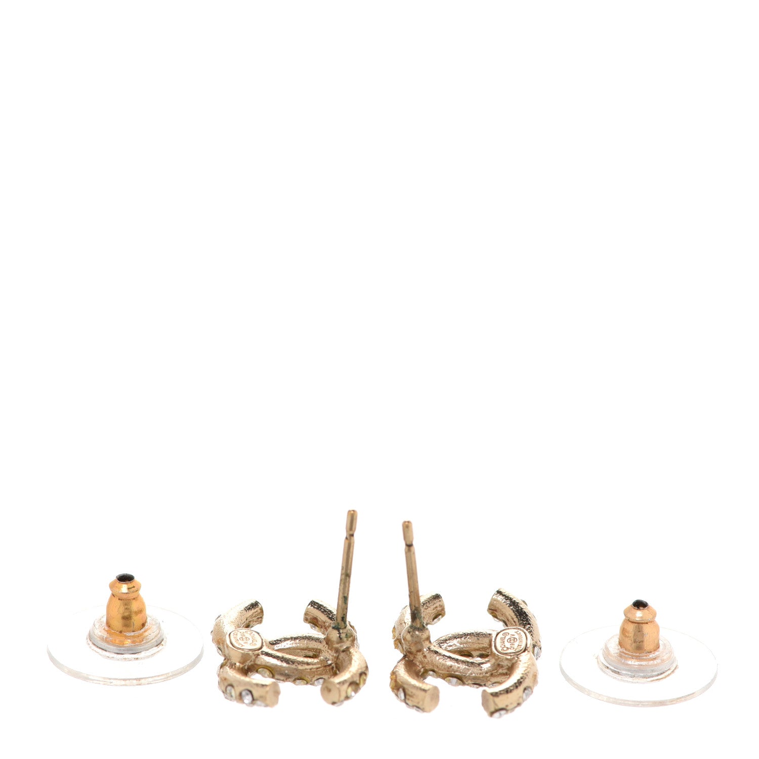 Chanel Crystal Timeless CC Earrings Light Gold 3 of 5