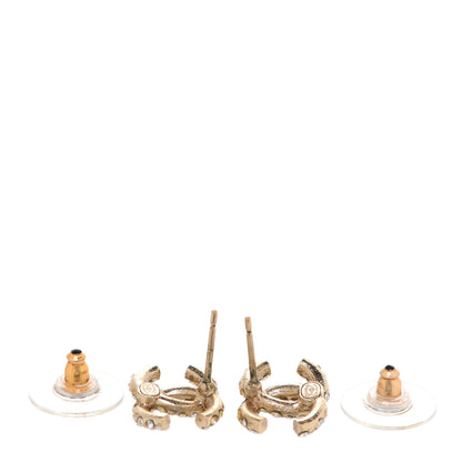 Chanel Crystal Timeless CC Earrings Light Gold 3 of 5