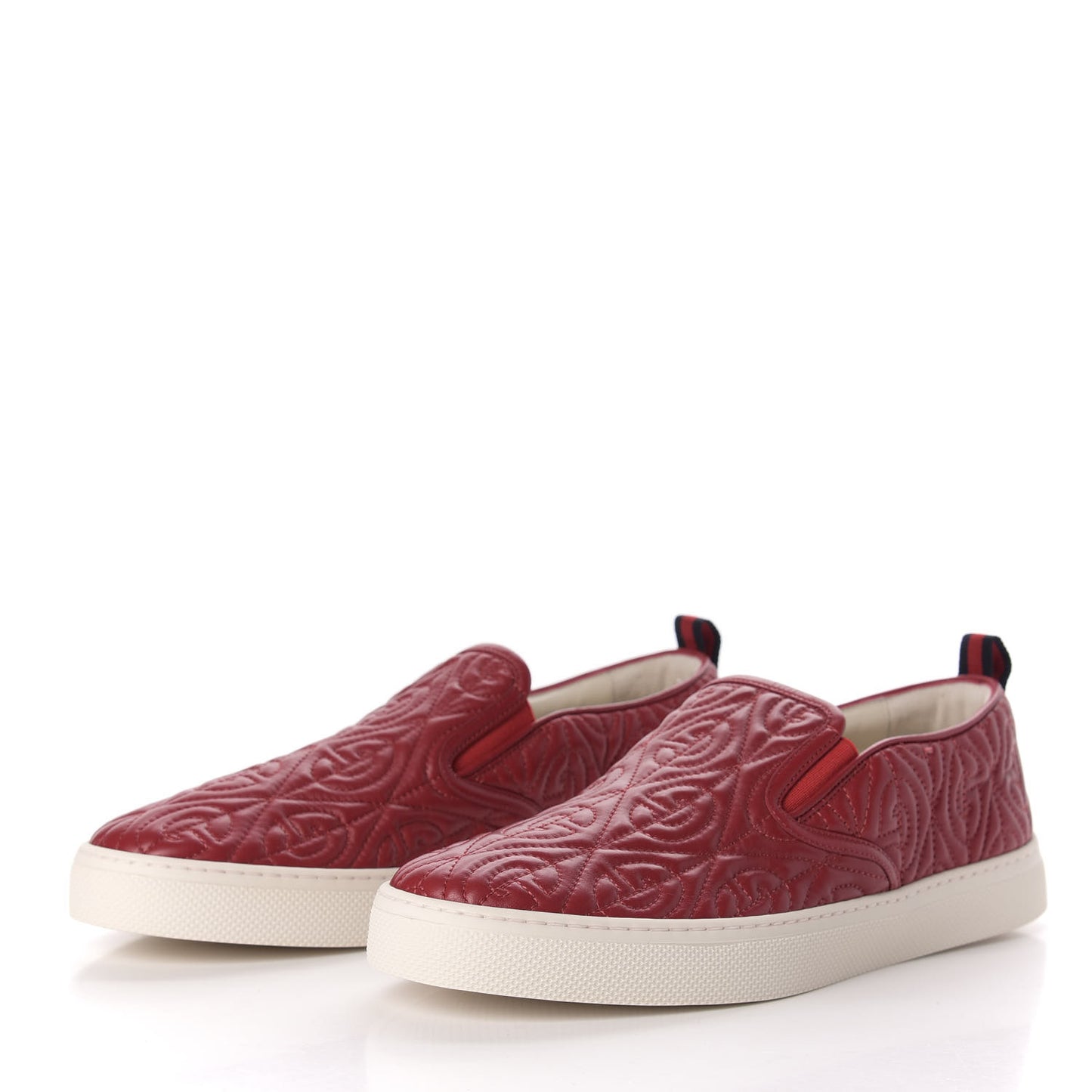 Nappa Web G Rhombus Quilted Mens Slip On Sneakers 9 Hibiscus Red Rosso