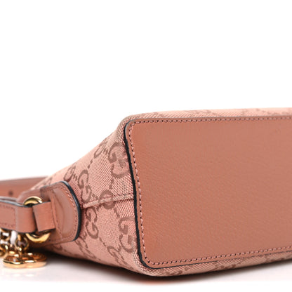 Gucci Monogram Textured Dollar Calfskin Small Ophidia Dome Shoulder Bag Cloche Rose Pink 9 of 12