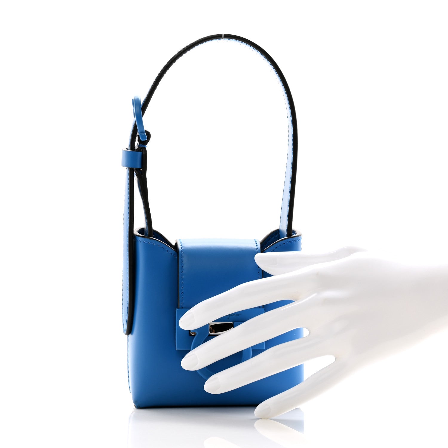 Salvatore Ferragamo Calfskin Mini Trifolio Bag Footballer Blue 2 of 10