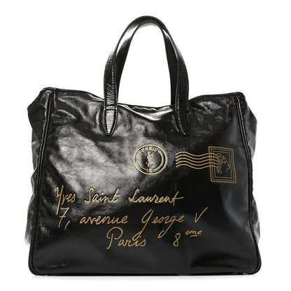 Saint Laurent Textured Patent Y-Mail Tote Black 1 of 9