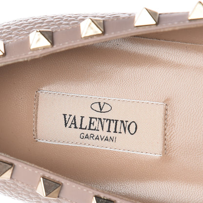 Valentino Garavani Pebbled Calfskin Rockstud Ballerina Flats 39.5 Poudre 7 of 8
